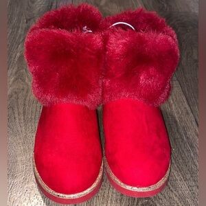 Juicy Couture Women's Red Fur-Trimmed short boots size 6